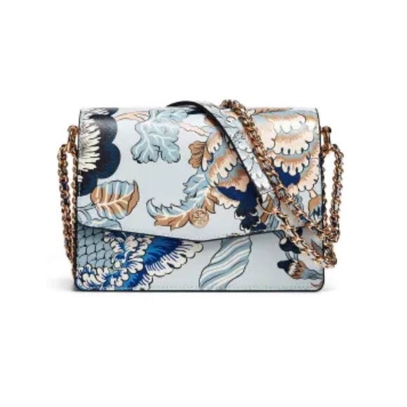 Tory Burch Robinson Blue Floral Handbag - Picture 1 of 8